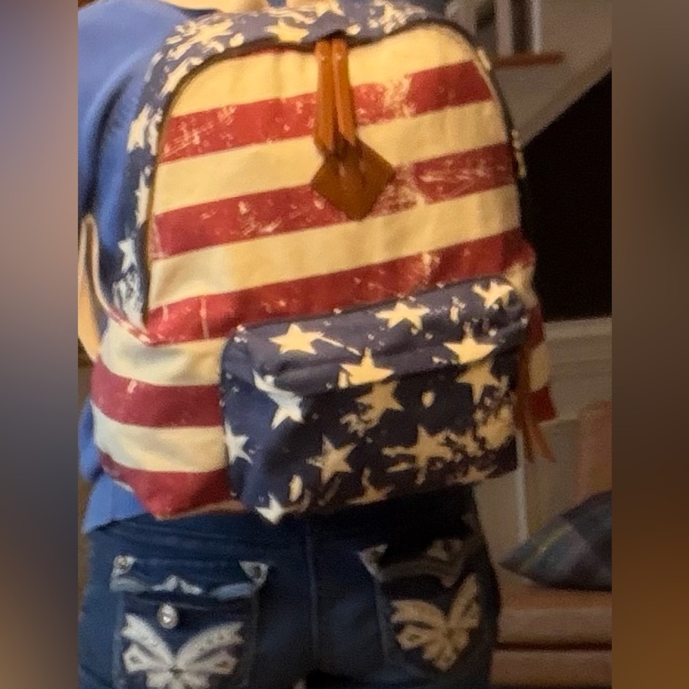 Joe Boxer American Flag Vintage (early 2000’s) Y2K Canvas Backpack - Picture 2 of 11